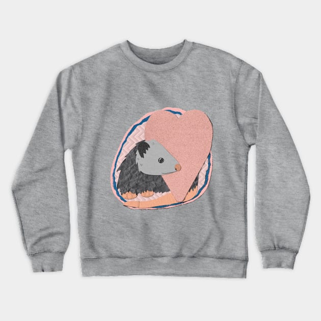 Paper Craft Valentine's Opossum Crewneck Sweatshirt by Black Squirrel CT